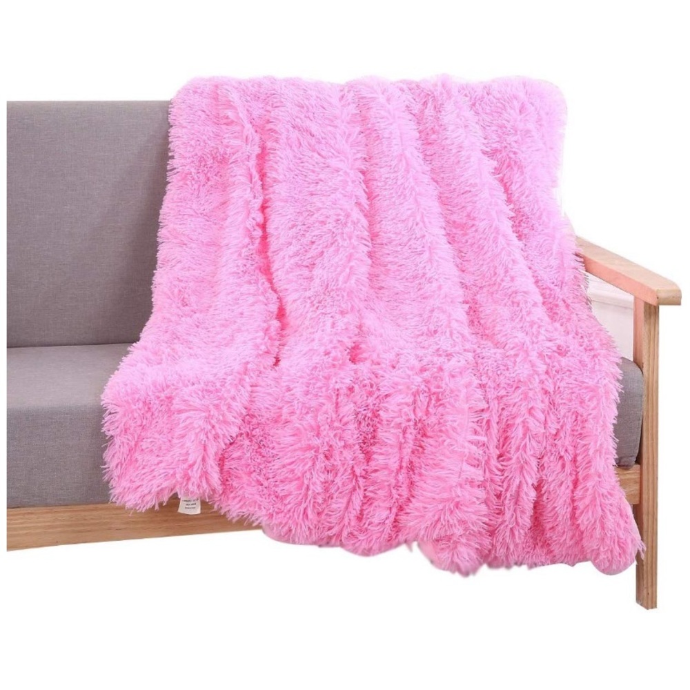 Bubblegum Pink Soft Shaggy Throw Blanket